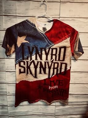Lynyrd Skynyrd Shirt Live From Freedom Hall Patriotic Red White Blue READ